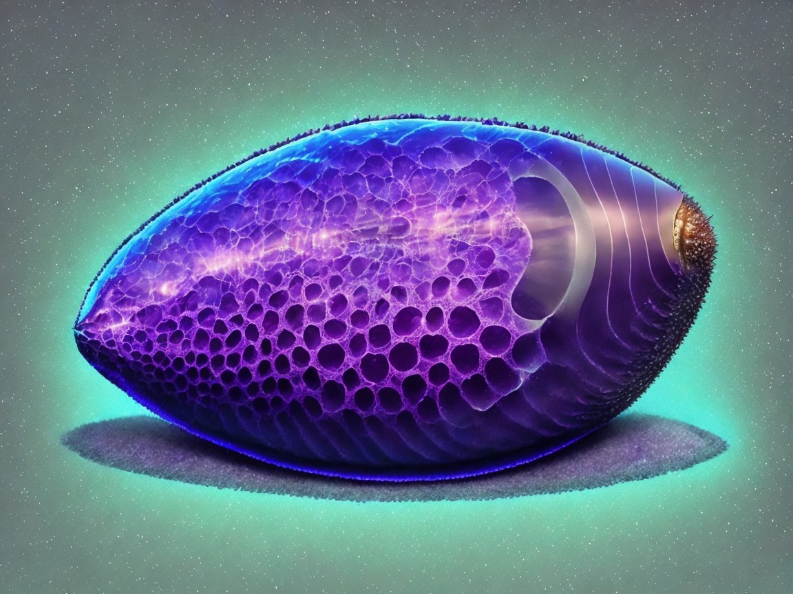 Large Purple Shell with Honeycomb Patterns and Aura