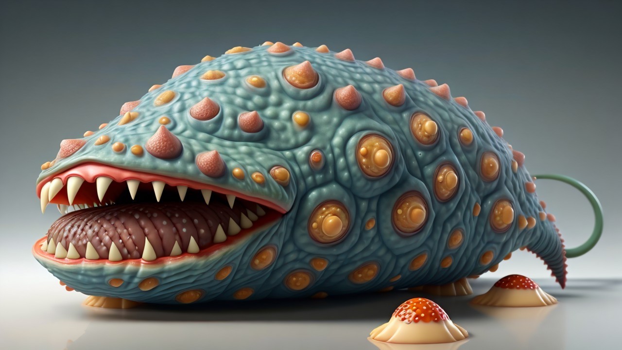 Surreal Cartoonish Creature with Colorful Textures