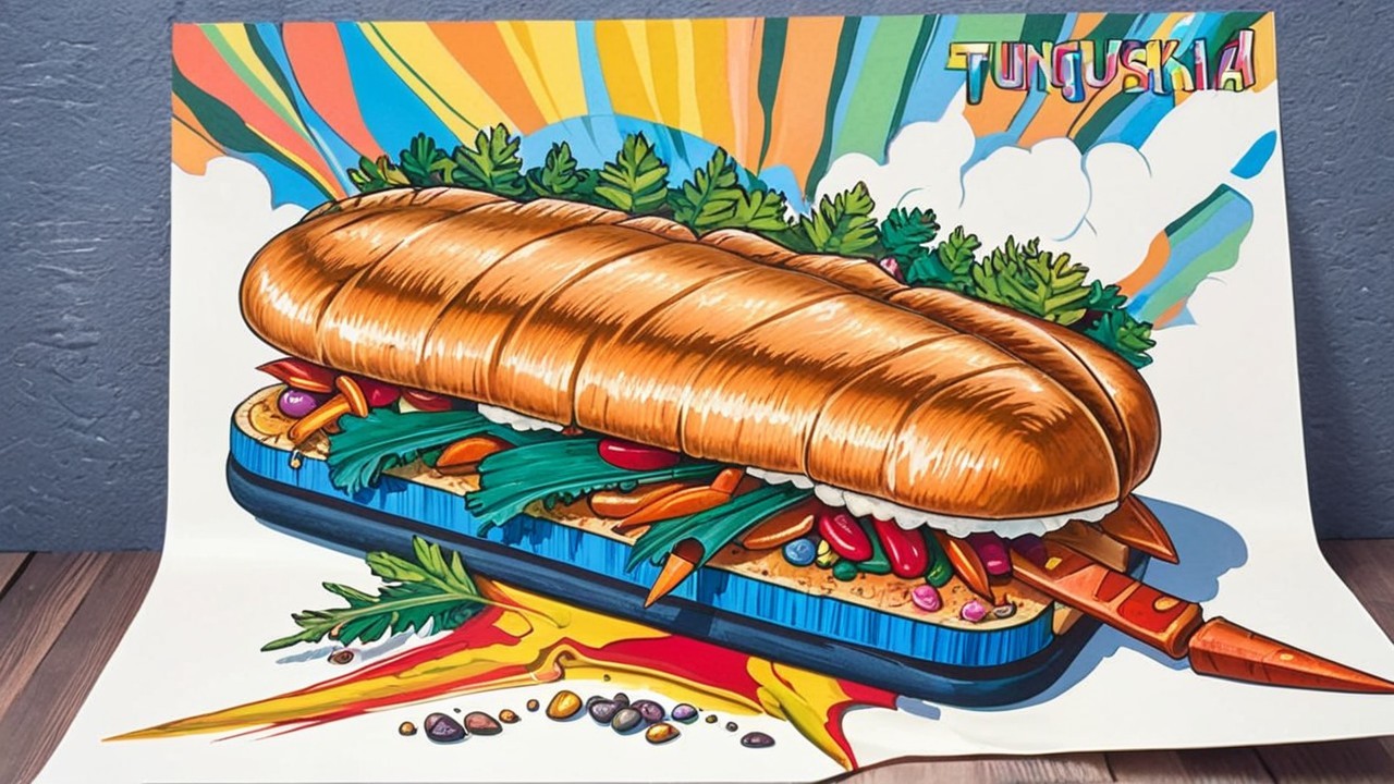 Vibrant Oversized Sandwich Graphic with Colorful Elements