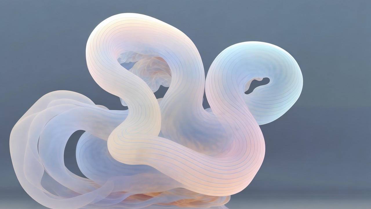 Abstract Composition of Swirling Pastel Forms