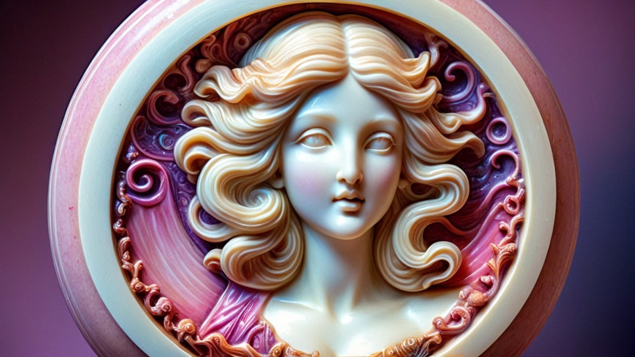 Relief Sculpture of a Woman in Ornate Circular Frame