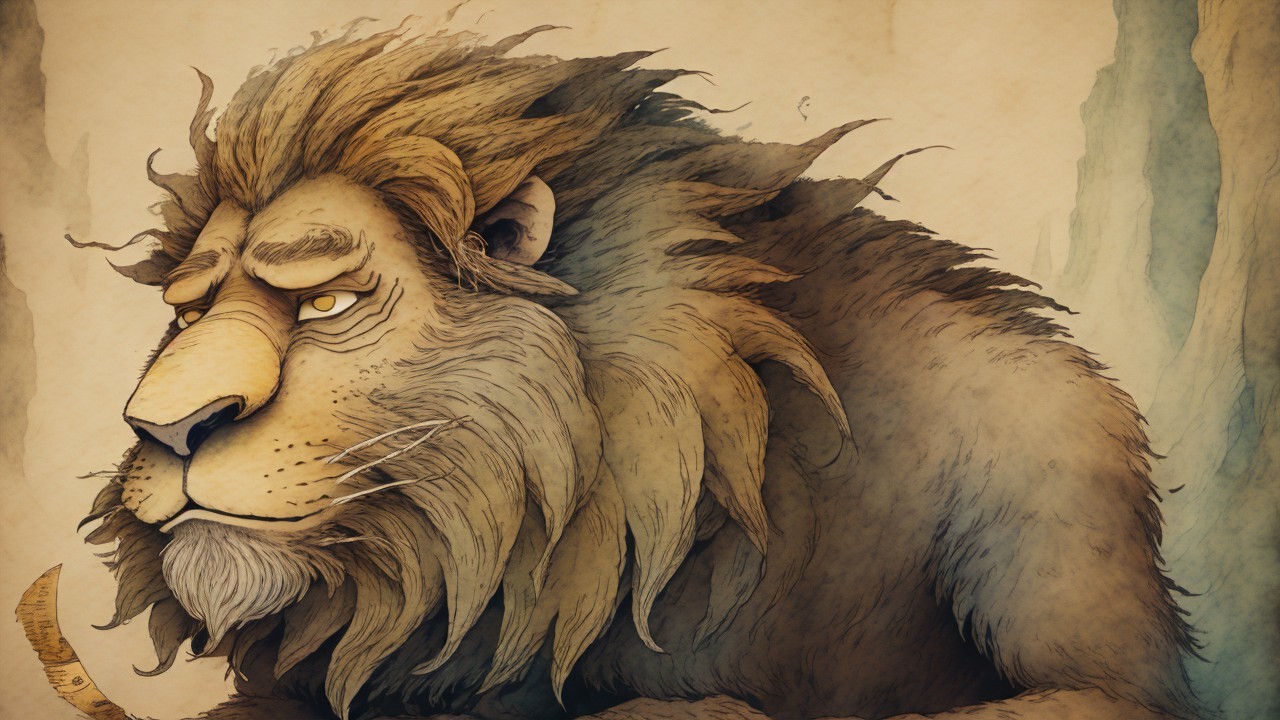 Stylized Lion with Expressive Face and Regal Mane