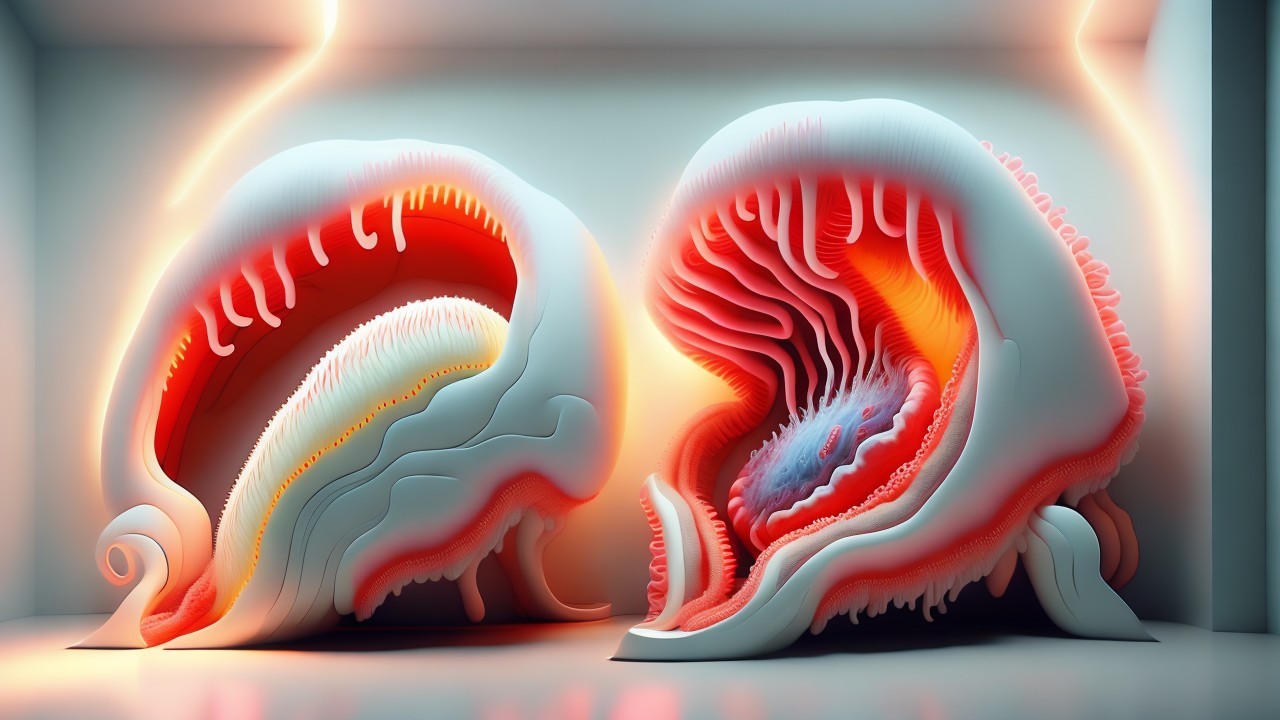 Abstract Organic Shapes Resembling Marine Life Forms