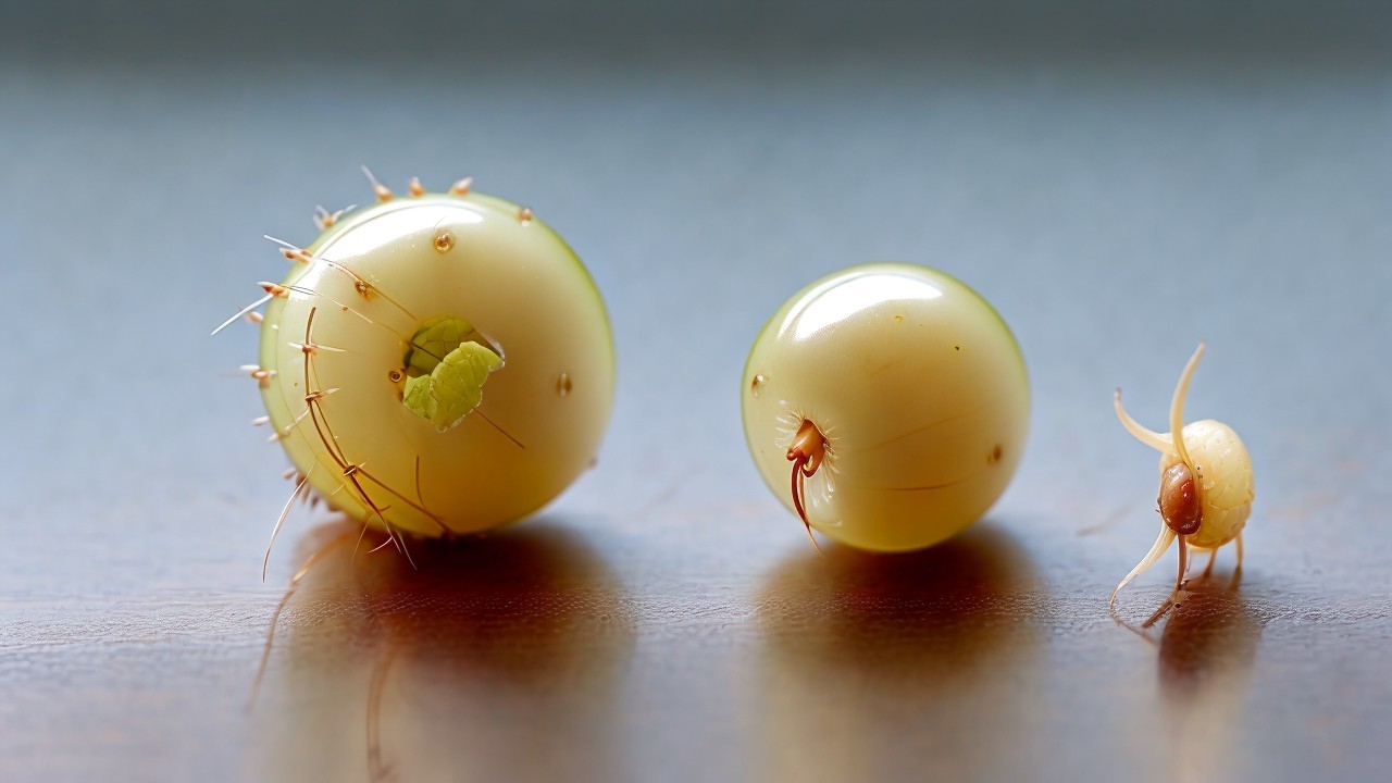 Light Green Insects on Wooden Surface with Unique Textures