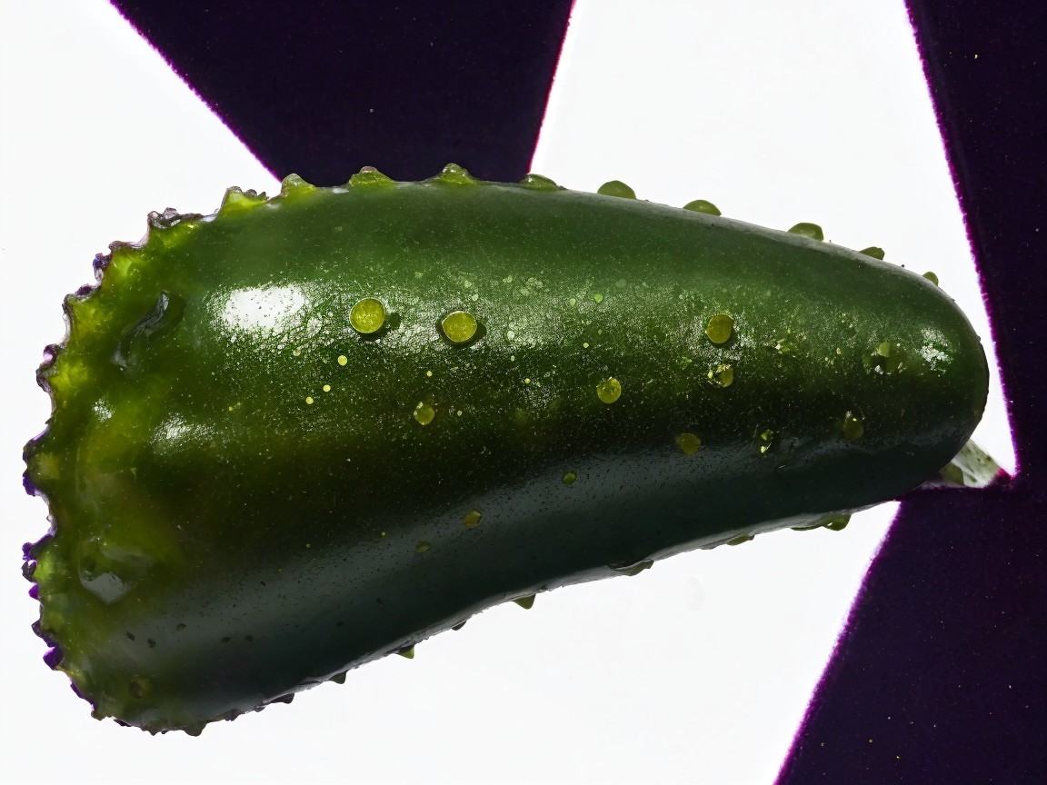 Close-Up of a Fresh Green Cucumber with Dewy Texture