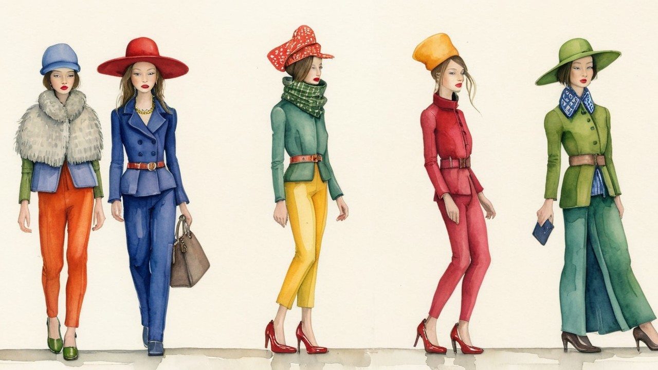 Elegant Women in Stylish Outfits with Vibrant Colors