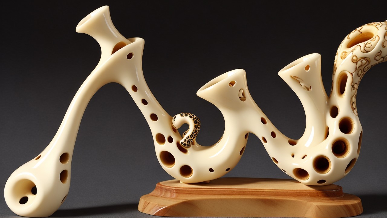 Intricate Light-Colored Sculpture with Curved Tubes