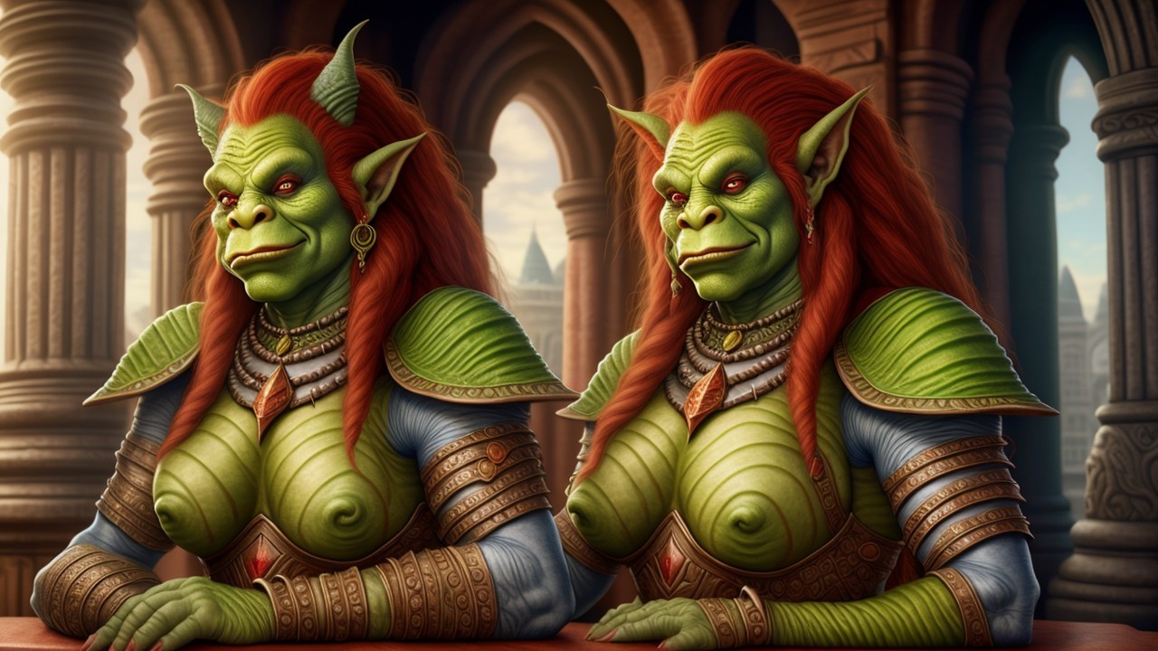 Fantasy Orc-Like Characters in Regal Setting