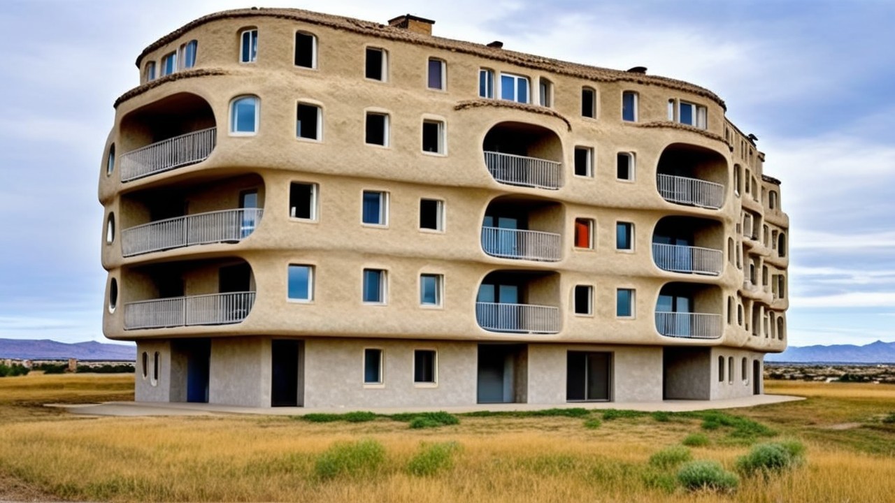 Modern building with organic curved façade and balconies