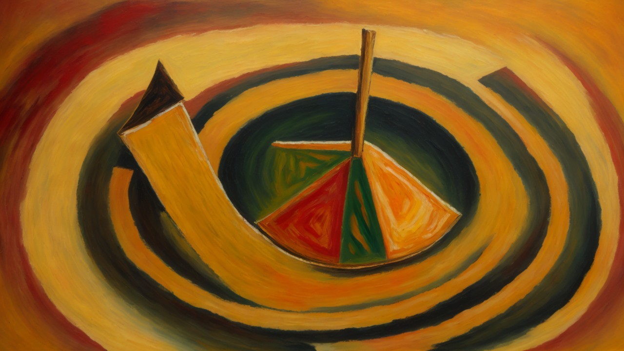 Abstract Shapes in Concentric Circles with Vibrant Colors