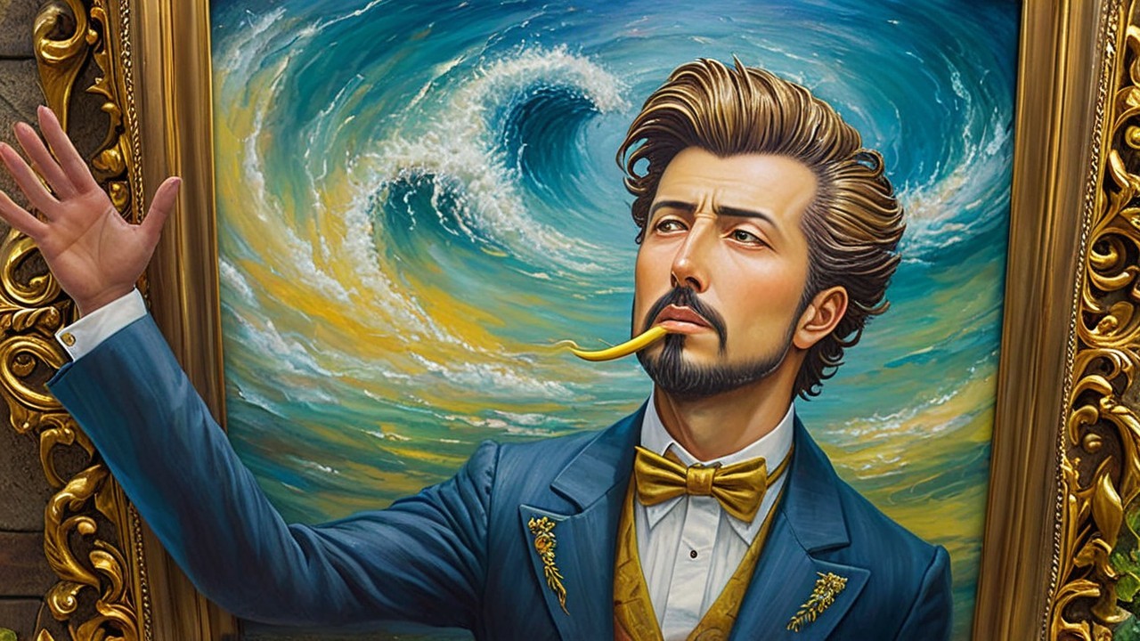 Stylized Portrait of a Confident Man in Blue Suit