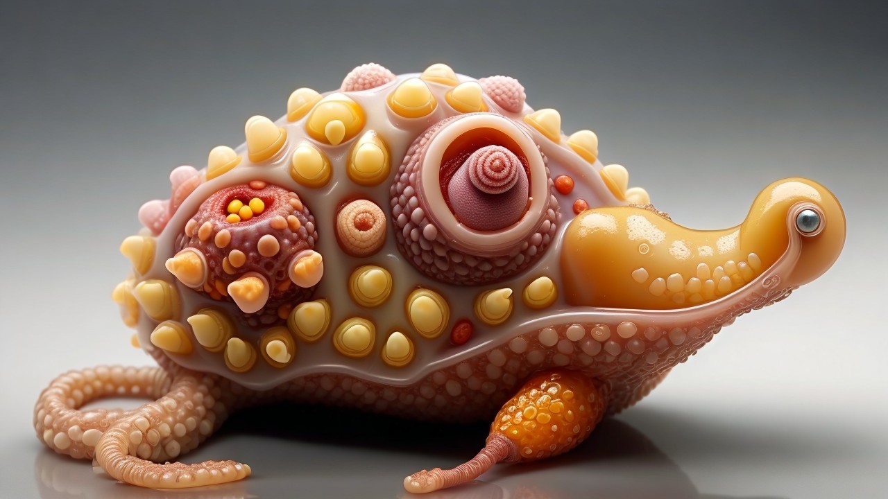 Whimsical Creature with Colorful Textured Patterns
