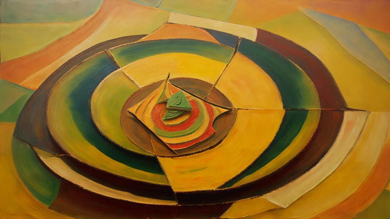 Concentric Circles in Vibrant Green, Yellow, Orange