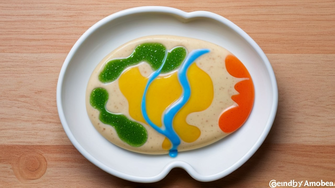 Colorful Sauces on Plate in Abstract Arrangement