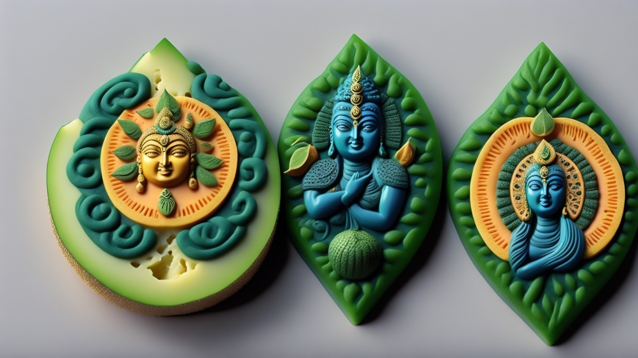 Sculptures of Hindu Deities with Vibrant Colors and Details