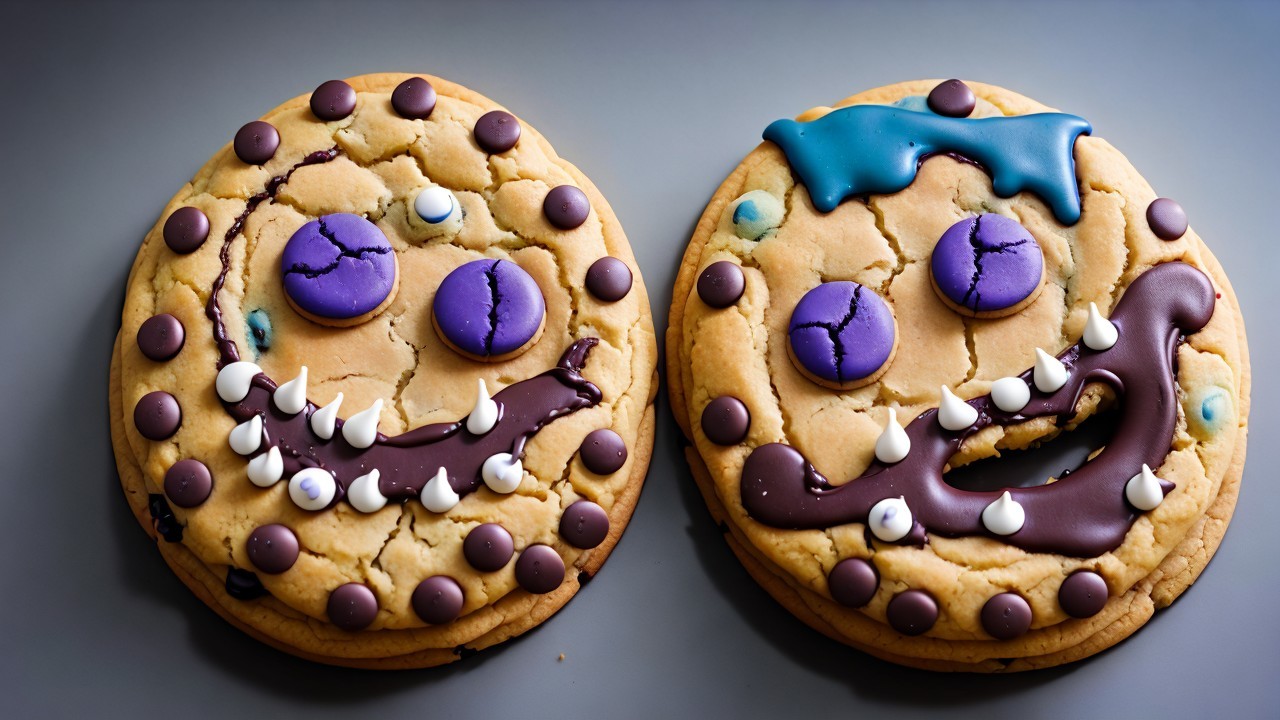 Playful Monster Face Cookies with Colorful Decorations