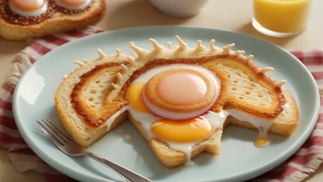 Playful Breakfast Plate with Fried Eggs and Toast