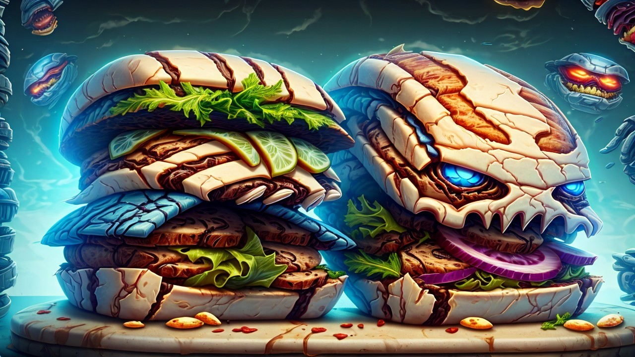 Futuristic Skull-Shaped Burgers with Vibrant Fillings