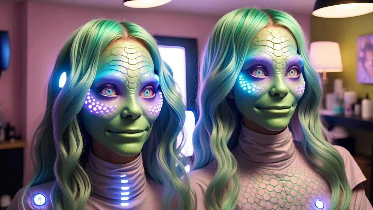 Futuristic Humanoid Aliens with Vibrant Features