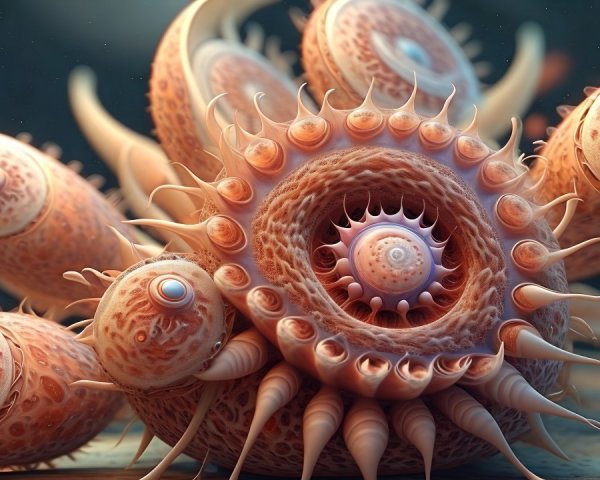 Surreal Organic Structure Resembling Marine Life Forms