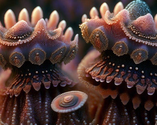 Vibrant Marine Life Forms with Intricate Textures
