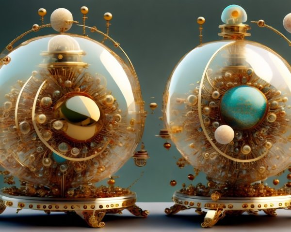 Ornate Transparent Spheres with Celestial Elements