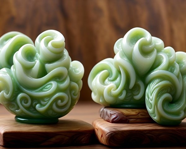 Intricately Carved Jade Sculptures with Organic Shapes