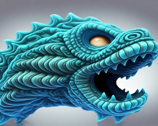 Turquoise Creature with Spiky Body and Expressive Features