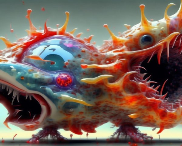 Surreal Hybrid Creature with Vibrant Colors and Textures