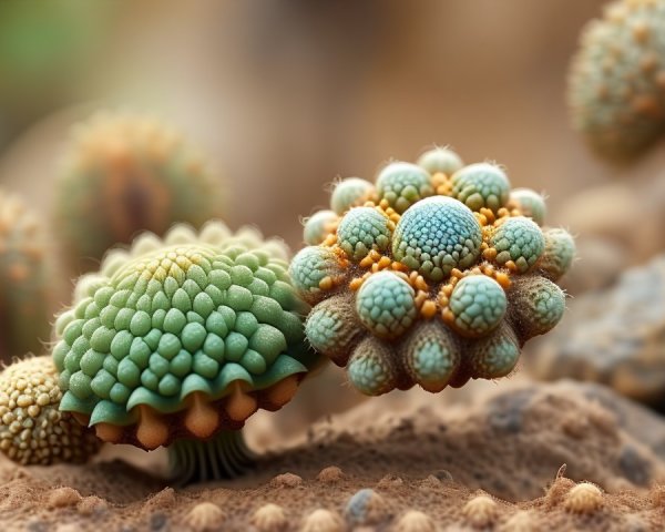 Textured Green Succulents with Intricate Patterns