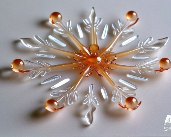 Intricate Snowflake Ornament with Orange Accents