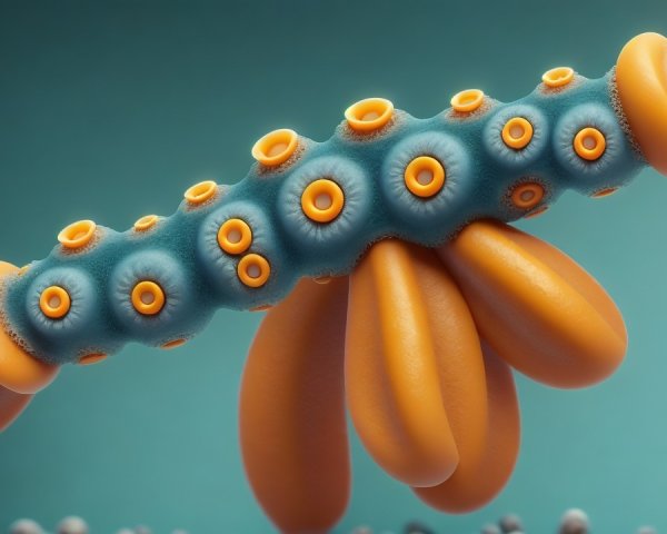 Abstract Organism with Vibrant Blue and Orange Shapes