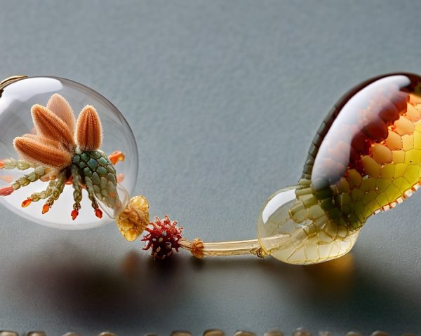 Intricate Glass Sculpture with Organic Forms and Colors