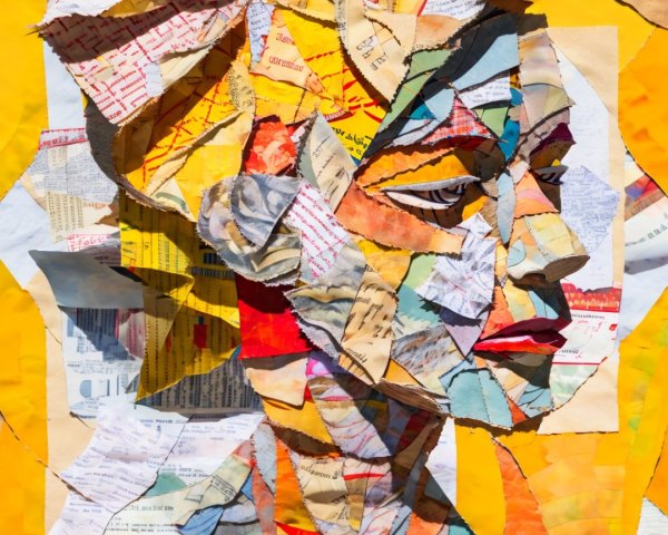 Colorful Fabric and Paper Collage Portrait of a Woman