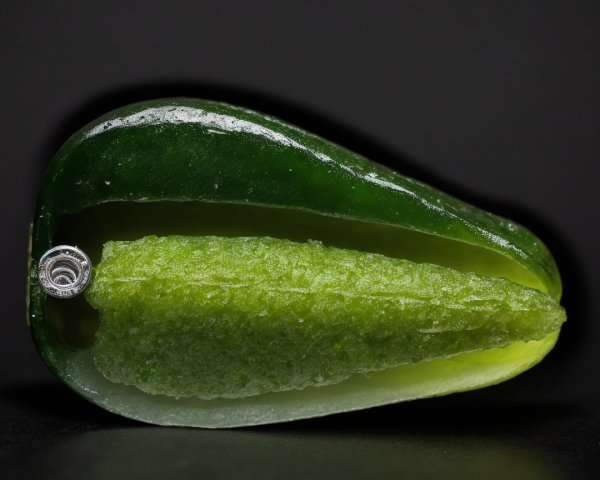 Split Green Pickle with Textured Juicy Interior