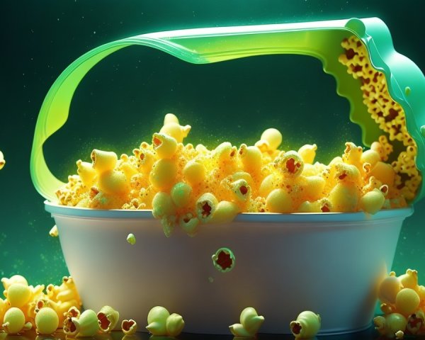 Vibrant Green Popcorn Container with Fluffy Popcorn