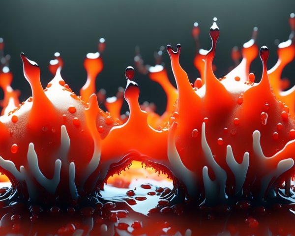 Dynamic Red Liquid Splashes on Dark Background