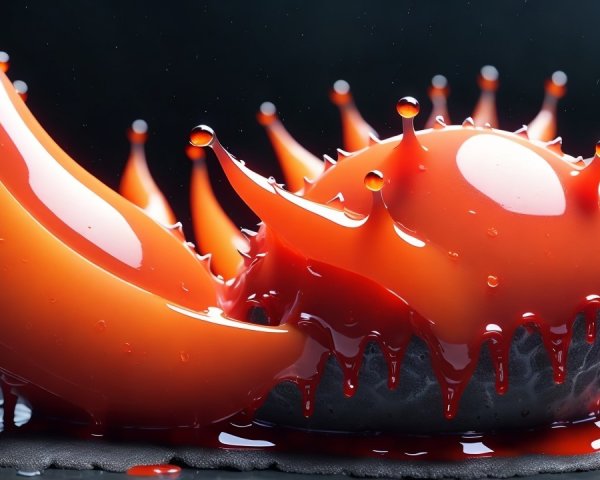 Vibrant Orange Liquid Droplets in Abstract Composition