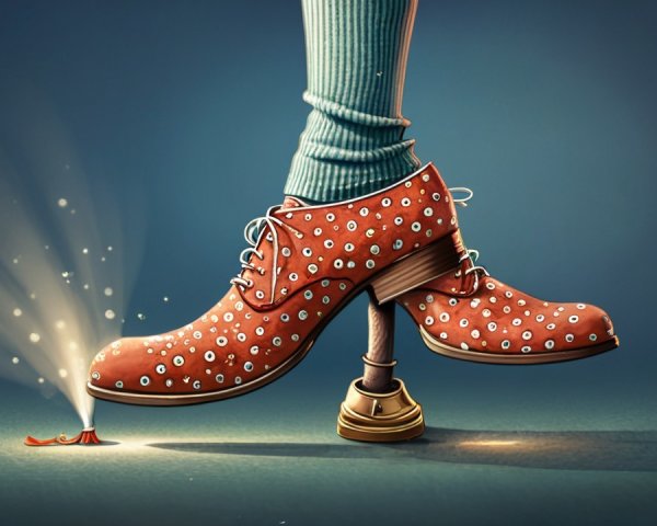 Whimsical Giant Red Polka-Dotted Shoes on Shoehorn