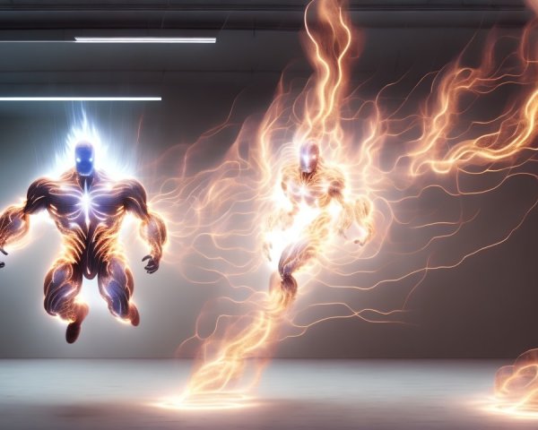 Stylized Glowing Energy Beings in Dynamic Display