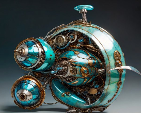 Intricate Steampunk Device with Gears and Enameling
