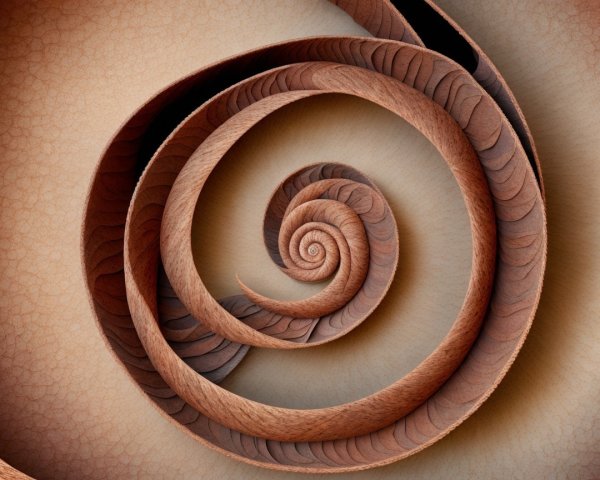 3D Rendered Spiral with Wood Texture and Earthy Tones