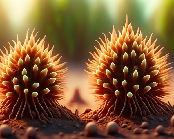 Organic Structures with Spiky Projections in Greenery