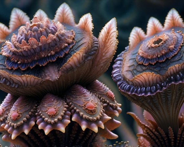 Intricate Otherworldly Marine Organisms with Vibrant Colors