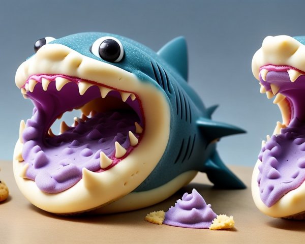 Whimsical Shark-Shaped Desserts with Bright Colors