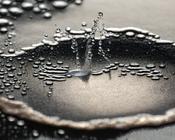 Water Droplets Creating Patterns on Reflective Surface