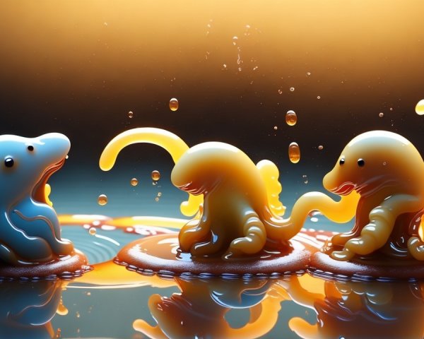 Whimsical Squid-like Creatures in Vibrant Colors