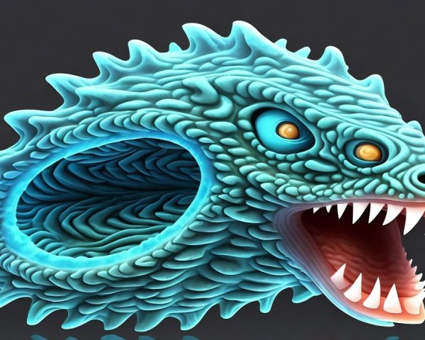 Fantastical dragon-like creature with turquoise scales
