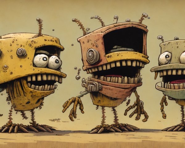 Three Unique Quirky Robots with Playful Designs