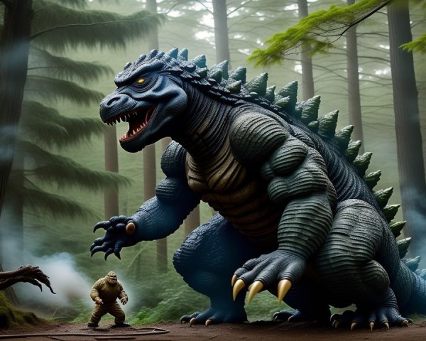 Dinosaur-like Creature in a Mystical Forest Setting